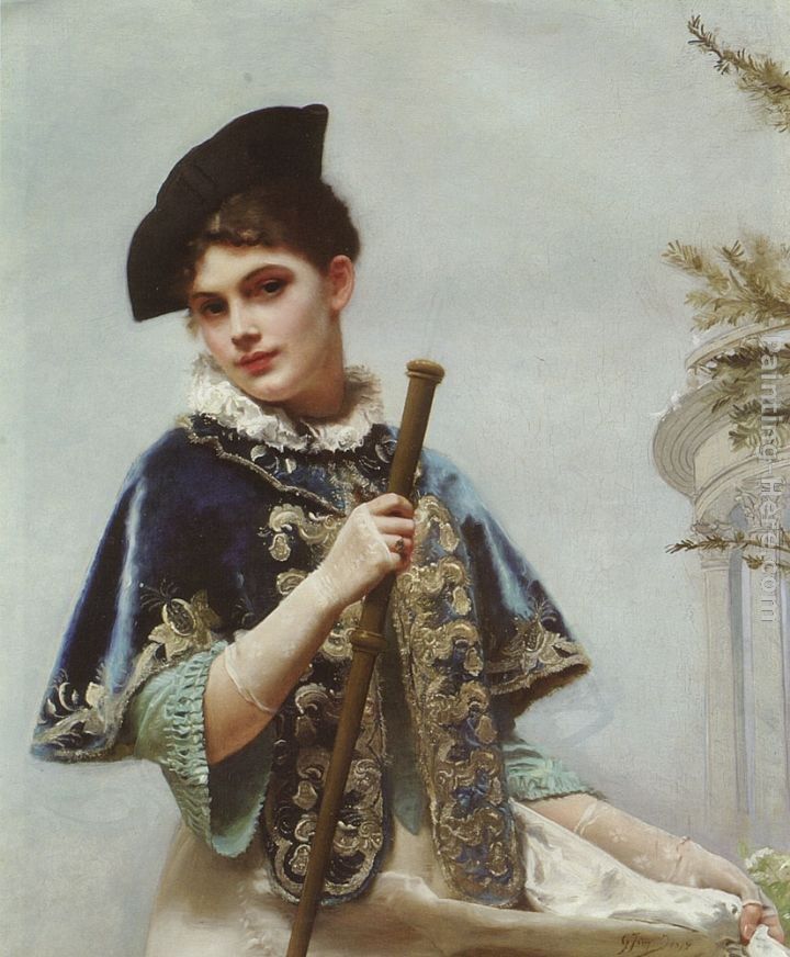 Gustave Jean Jacquet A Portrait of a Noble Lady